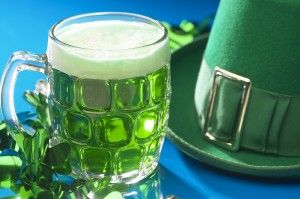 Shamrocks with beer and chapeau